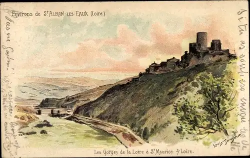 Künstler Litho Tauzin, Louis, Saint Maurice Saint Albin les Eaux environs Loire, Gorges de la Loire