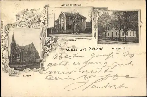 Ak Tostedt in Niedersachsen, Kirche, Amtsrichterhaus, Amtsgericht