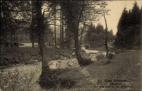 Ak Stavelot Wallonien Lüttich, Flusspartie, Brücke