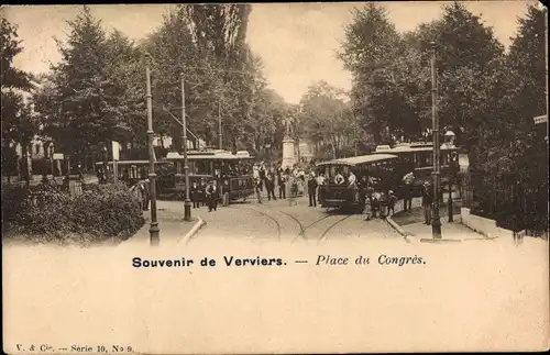 Ak Verviers Wallonien Lüttich, Place du Congres, Straßenbahn, Kleinbahn