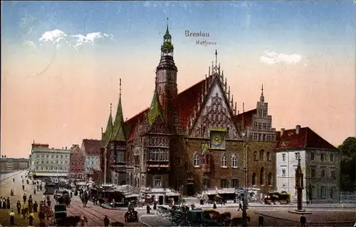 Ak Wrocław Breslau Schlesien, Rathaus