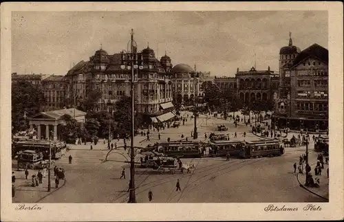 Ak Berlin Tiergarten, Potsdamer Platz, Straßenbahn