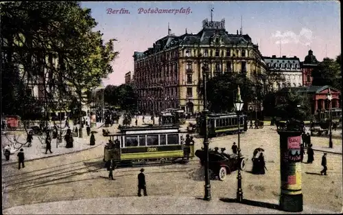 Ak Berlin Tiergarten, Potsdamer Platz, Straßenbahn