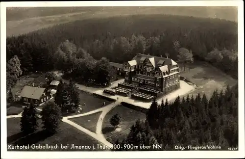 Ak Ilmenau in Thüringen, Fliegeraufnahme vom Kurhotel Gabelbach