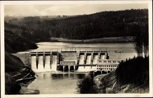 Ak Kriebstein Sachsen, Zschopau Talsperre, Sperrmauer