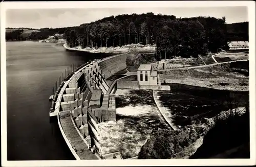 Ak Kriebstein Sachsen, Zschopau Talsperre, Sperrmauer