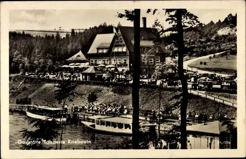 Ak Kriebstein Mittelsachsen, Zschopau Talsperre, HO Gaststätte, Bootsstation