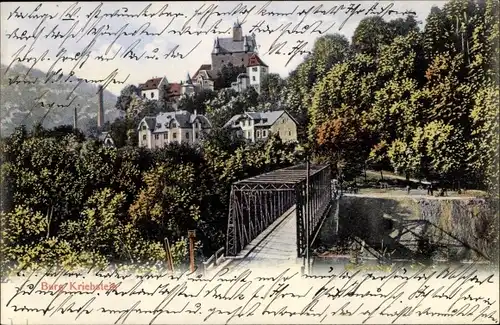 Ak Mittweida Sachsen, Burg Kriebstein, Brücke