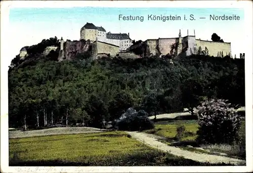 Ak Königstein an der Elbe Sächsische Schweiz, Festung - Nordseite