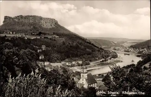 Ak Königstein an der Elbe Sächsische Schweiz, Lilienstein, Kirche