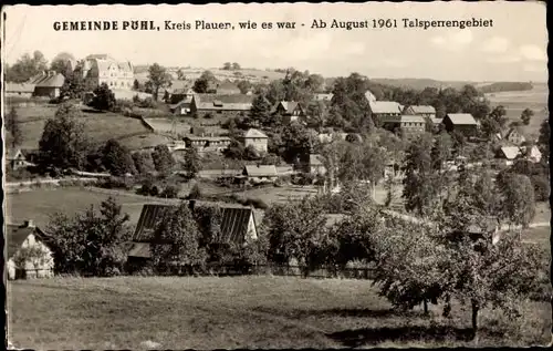 Ak Pöhl Vogtland, Teilansicht vor Bau der Talsperre 1961