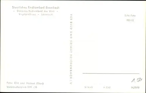 Ak Bad Brambach im Vogtland, Staatliches Radiumbad, Vogtlandhaus, Leseraum