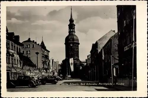 Ak Bad Schandau Elbe, Marktplatz, Kirche