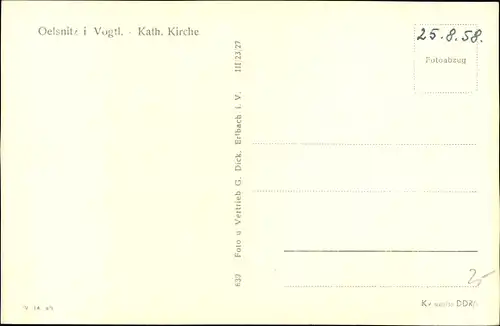 Ak Oelsnitz im Vogtland, Kath. Kirche