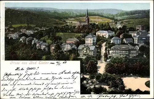 Ak Bad Elster im Vogtland, Ortsansicht mit Kirche