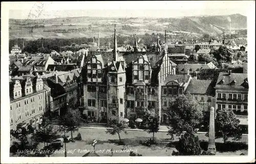 Ak Saalfeld in Thüringen, Blick auf das Rathaus und Mauxionfabrik