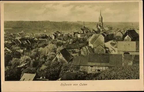 Ak Roßwein, Blick auf den Ort von Osten gesehen, Kirche