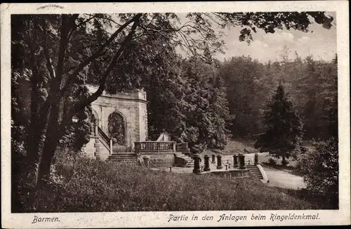 Ak Barmen Wuppertal, Partie in den Anlagen beim Ringeldenkmal