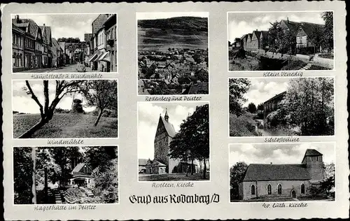 Ak Rodenberg am Deister in Schaumburg, Windmühle, Klein Venedig, Hauptstraße, Hagerhütte, Kirche