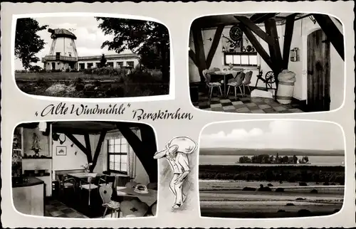 Ak Bergkirchen Bad Oeynhausen in Westfalen, Alte Windmühle, Insel im Steinhuder Meer, Müller