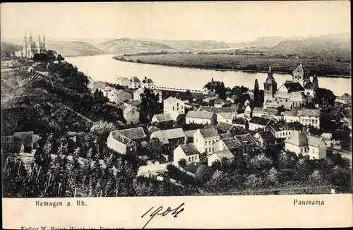 Ak Remagen am Rhein, Panorama, Kirche, Apollinariskirche