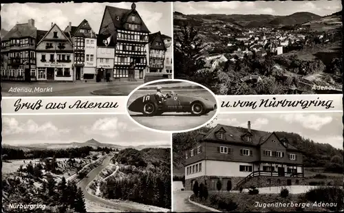 Ak Adenau in der Eifel, Nürburgring, Markt, Jugendherberge