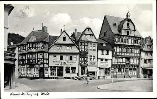 Ak Adenau in der Eifel, Markt, Bäckerei, Café