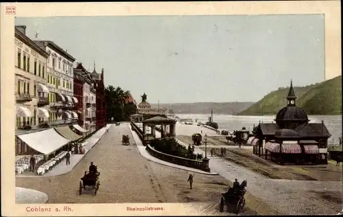 Ak Koblenz am Rhein, Rheinzollstraße, Pavillon, Gebäude