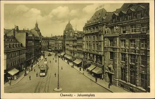 Ak Chemnitz in Sachsen, Johannisplatz, Straßenbahn