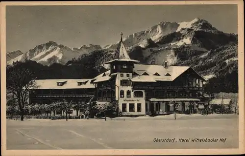 Ak Oberstdorf im Oberallgäu,  Hotel Wittelsbacher Hof, Winter