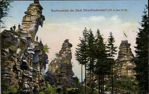 Ak Ehrenfriedersdorf im Erzgebirge, Greifensteine, Felspartie