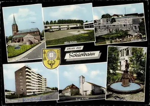 Ak Schiefbahn Willich am Niederrhein, Gänsehirt, Kindergarten, evgl. Kirche, Hochhaus