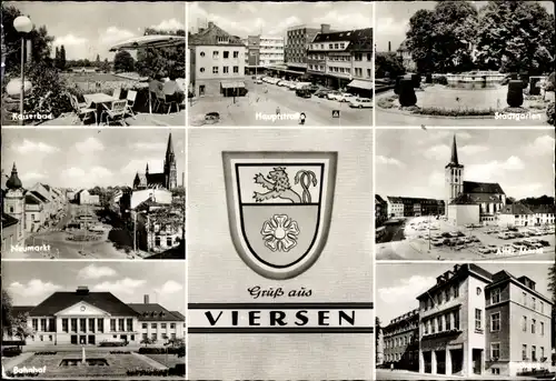 Ak Viersen in Nordrhein Westfalen, Bahnhof, Hauptstraße, Neumarkt, Wappen