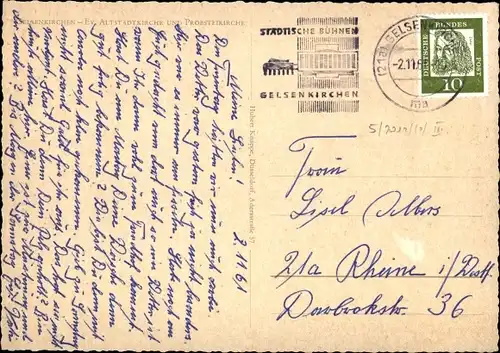 Ak Gelsenkirchen im Ruhrgebiet, ev. Altstadtkirche und Probsteikirche, Straßenbahn