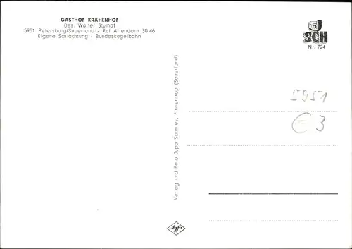 Ak Petersburg Attendorn im Sauerland, Gasthof Krähenhof, Speisesaal