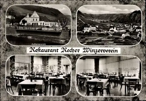 Ak Rech an der Ahr, Restaurant Recher Winzerverein, Ortsansicht