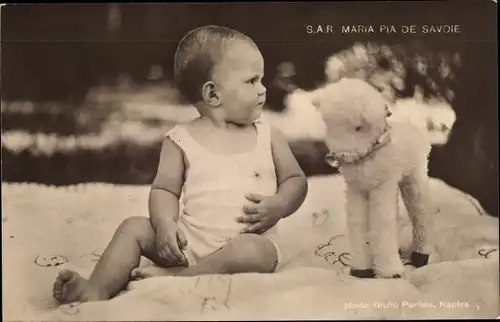 Ak Maria Pia von Savoyen, Prinzessin von Italien, Plüschschaf
