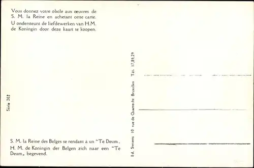 Ak Astrid von Schweden, S. M. la Reine des Belges se rendant a un Te Deum