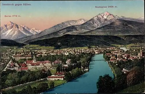 Ak Innsbruck in Tirol, Totalansicht, Serles, Nockspitze