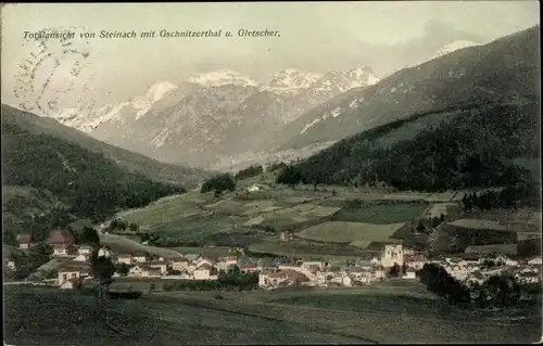Ak Steinach am Brenner in Tirol, Totalansicht mit Gschnitzerthal und Gletscher