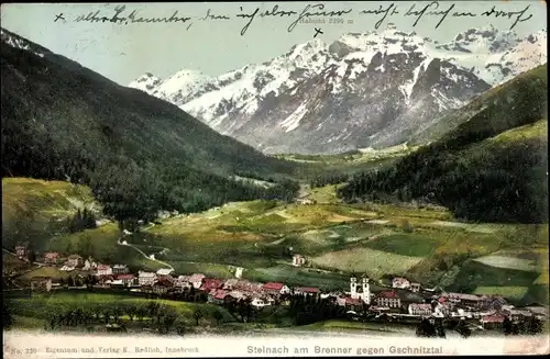 Ak Steinach am Brenner in Tirol, Ort gegen Gschnitztal