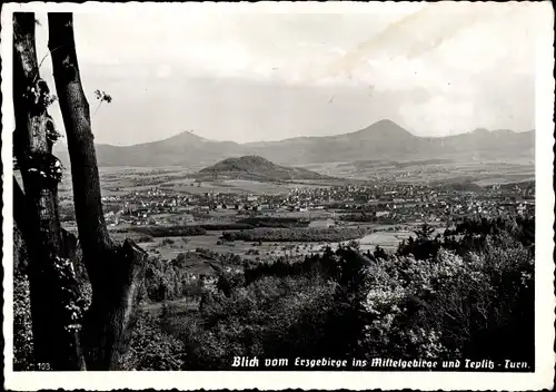 Ak Trnovany Turn Teplice Teplitz Schönau Regin Aussig, Blick vom Erzgebirge