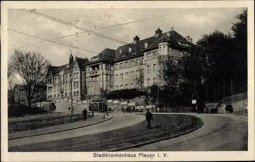 Ak Plauen im Vogtland, Partie am Stadtkrankenhaus