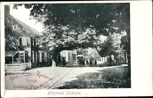 Ak Zuidlaren Drenthe Niederlande, Millystraat, Hotel Sissingh