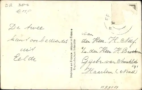 Ak Groeten uit Eelde, Frau, französisches Militärflugzeug