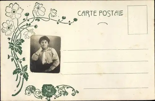 Passepartout Foto Ak Portrait von einer Frau