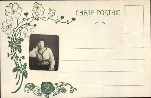 Passepartout Foto Ak Portrait einer Frau