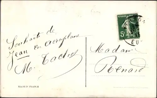 Ak Glückwunsch Neujahr, Baby im Flugzeug