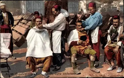 Ak Konstantinopel Istanbul Türkei, Barbiers ambulants