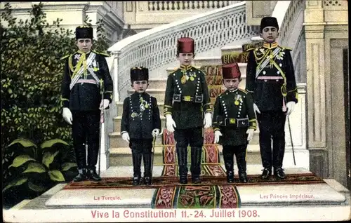 Ak Konstantinopel Istanbul Türkei, Les princes Impériaux, Türkische Prinzen in Uniformem